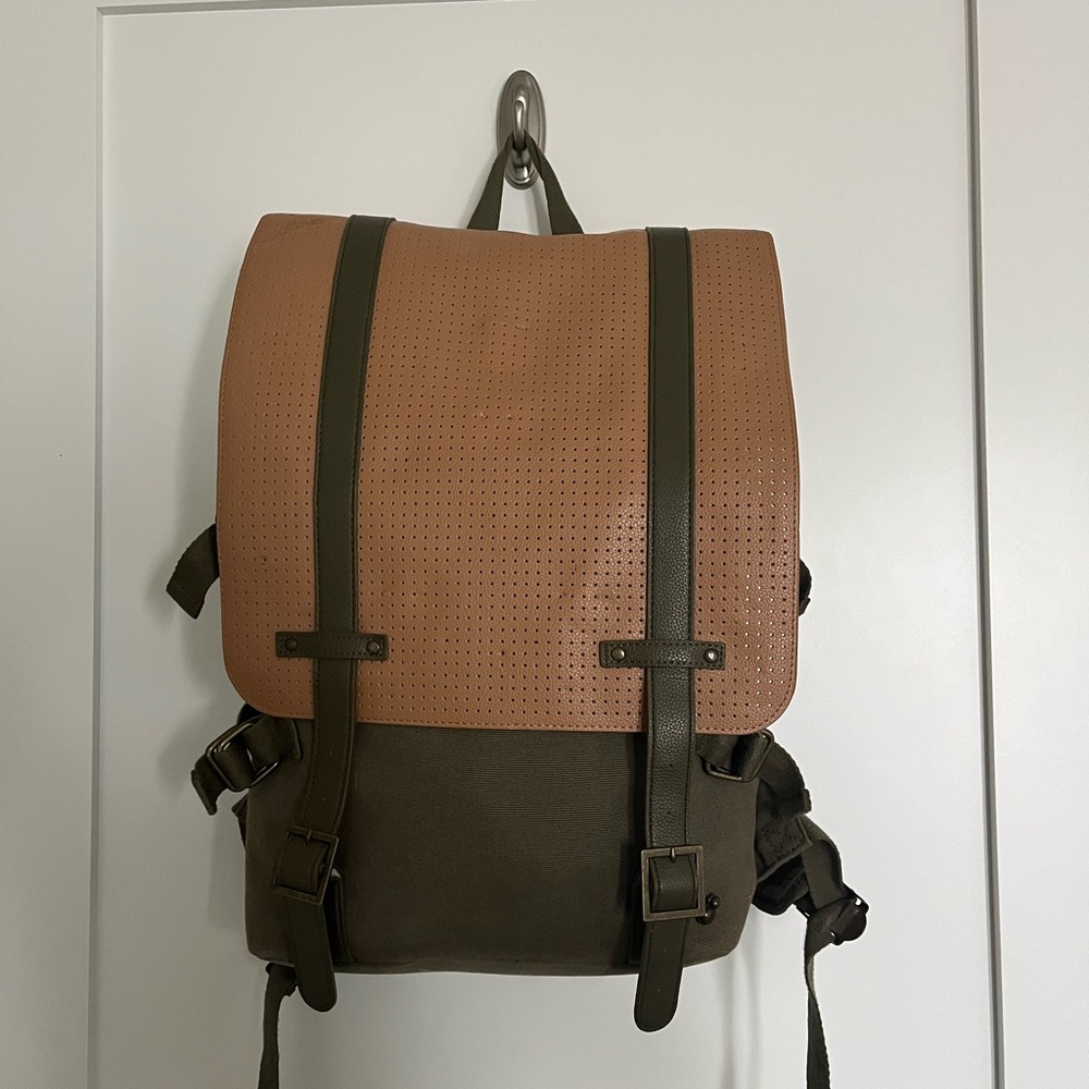 Stylish Olive and Tan Disney Pin Backpack